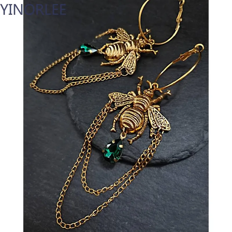 Bumblebee Hoops Water Drop Crystal Earring Dangle Drop Teardrop Witch Creative Gothic Punk Grunge Jewellery Women Gift 2026 New