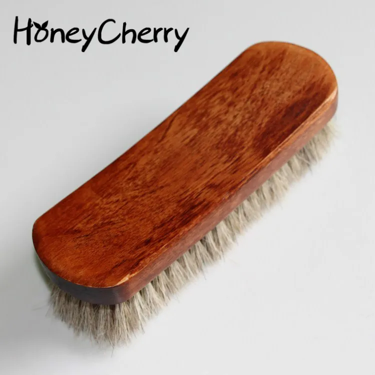 Full Horse Hair Brush, Gray White Hair, Shoe Leather Grease, Polishing, No Skin Damage.