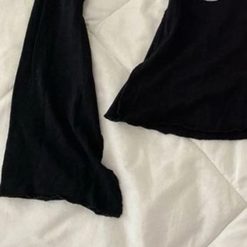 Women's Hip hop 90s Vintage Punk T-Shirt autumn Streetwear Sexy Short Sleeve Gothic Slim Crop Top Hotgirl Casual Femme Tee y2k