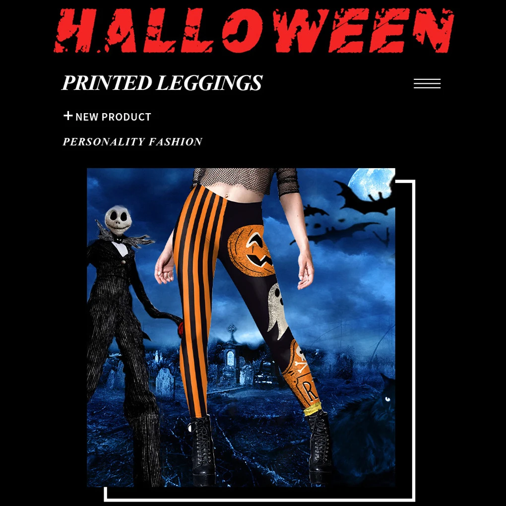 2025 Nuovi leggings fitness donna Halloween Teschio Stampa digitale 3D Donna adulta Pantaloni elasticizzati sexy Leggings slim a vita alta