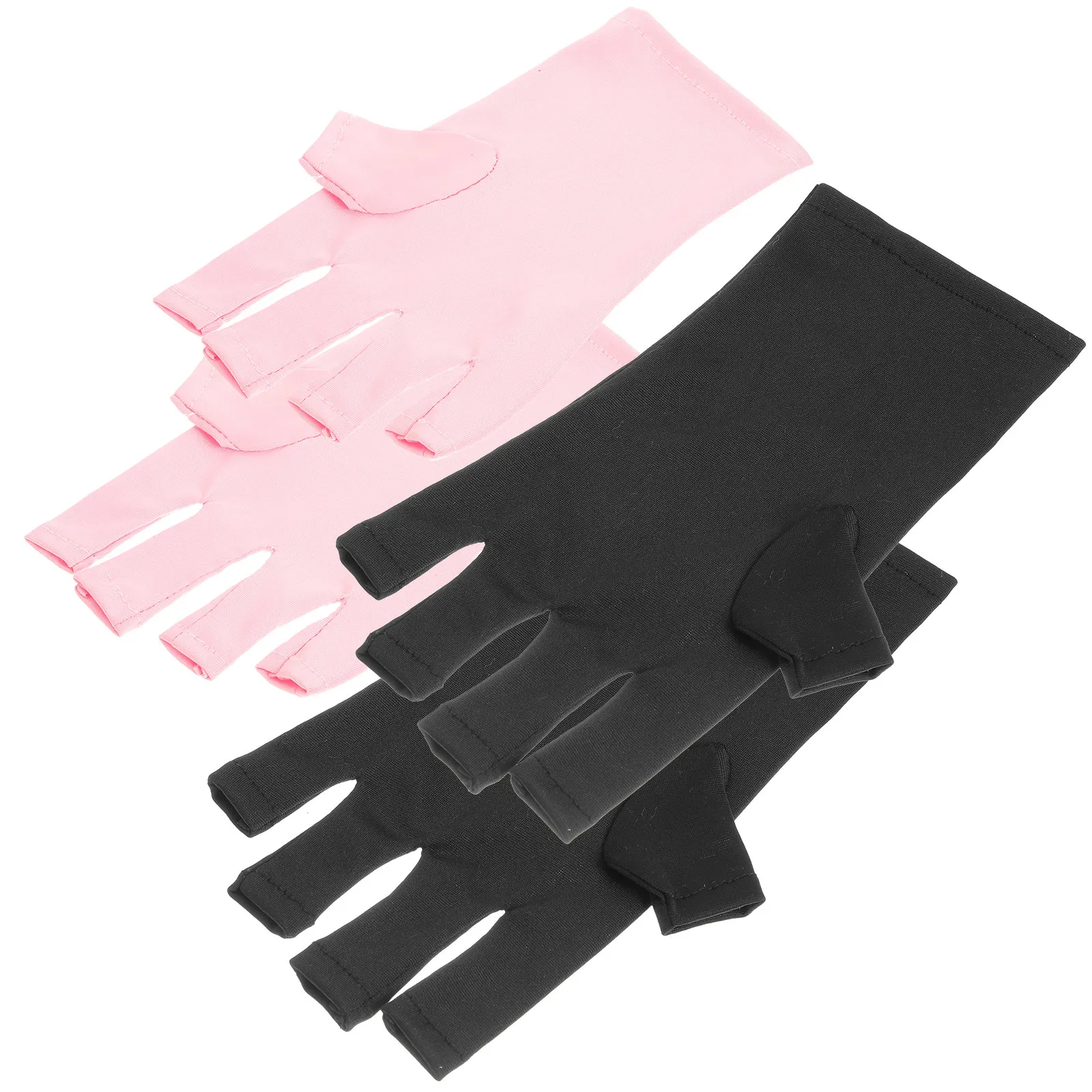 2Pairs Premium Polyester Manicure Gloves Fingerless Uv Protection Nail Comfortable Skin- Covers for Gel