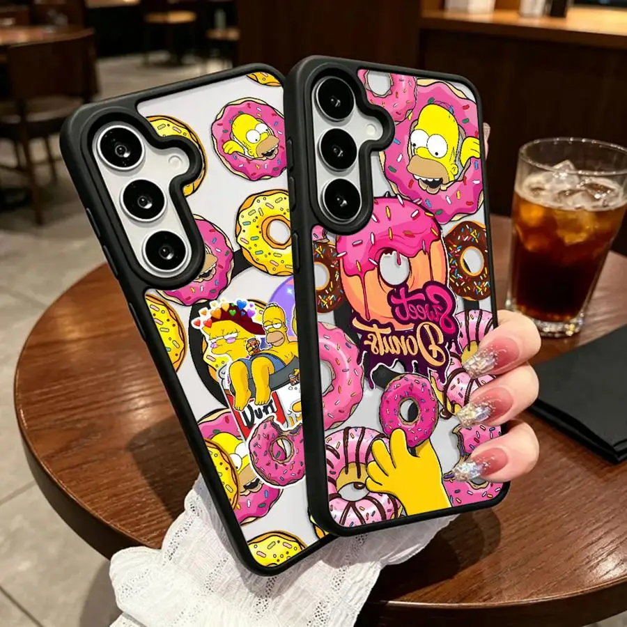 The S-simpsonsDonuts Magnetic Cover Phone Case for Samsung Galaxy A57 A27 M17 A35 A37 A56 A36 A26 A17 A16 A15 A55 A54 A25 F17