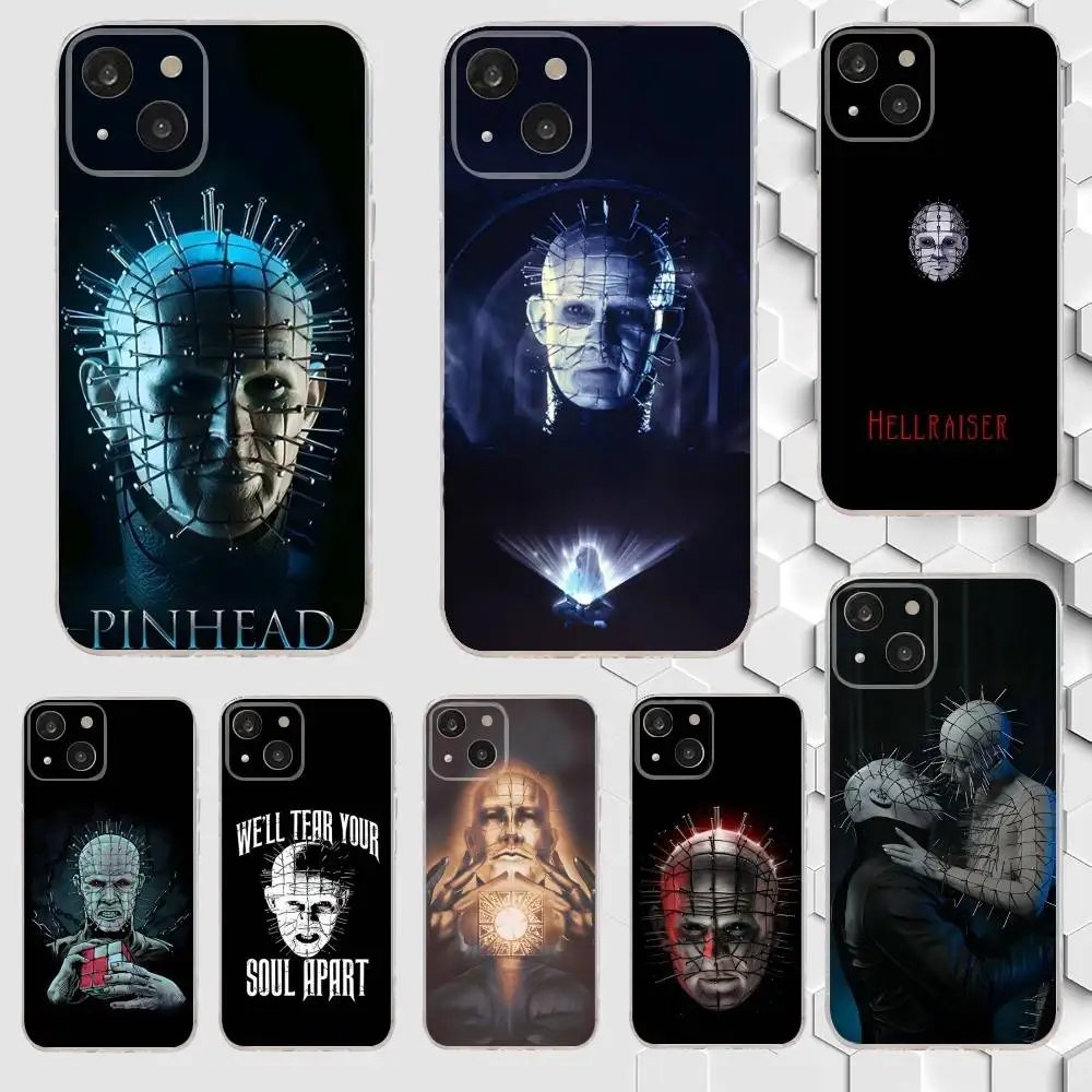 

Pinhead Hellraiser Phone Case For iPhone 16,15,14,13,12,11 Plus,Pro,Max,XR,XS,X,7,8 Plus,SE,Mini Transparent Silicone Soft