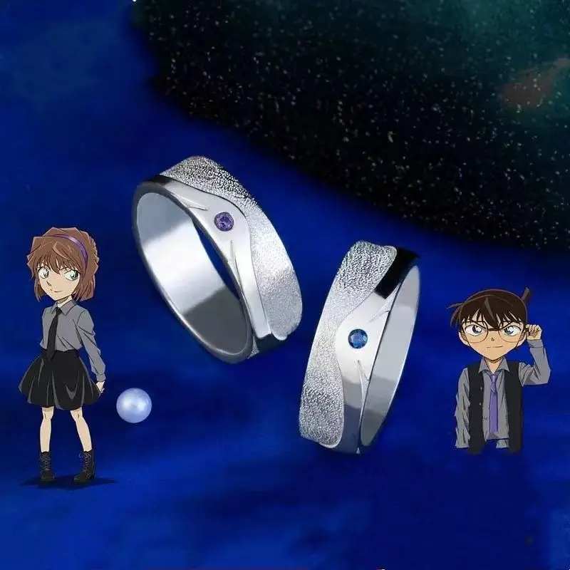 Детектив Конан: черная железная подводная лодка женское кольцо аниме женские кольца Простые Модные Ювелирные изделия серебристые металлические кольца