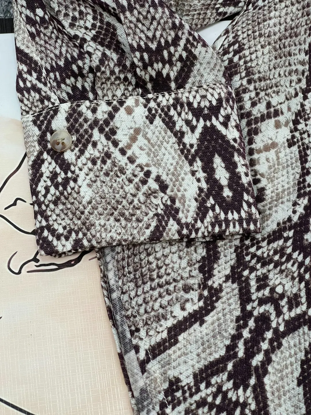 

Loose Long Sve Collar Snake Skin Pattern Printed Women's irt Commute Sle Casual Faion 8-24 Years Old