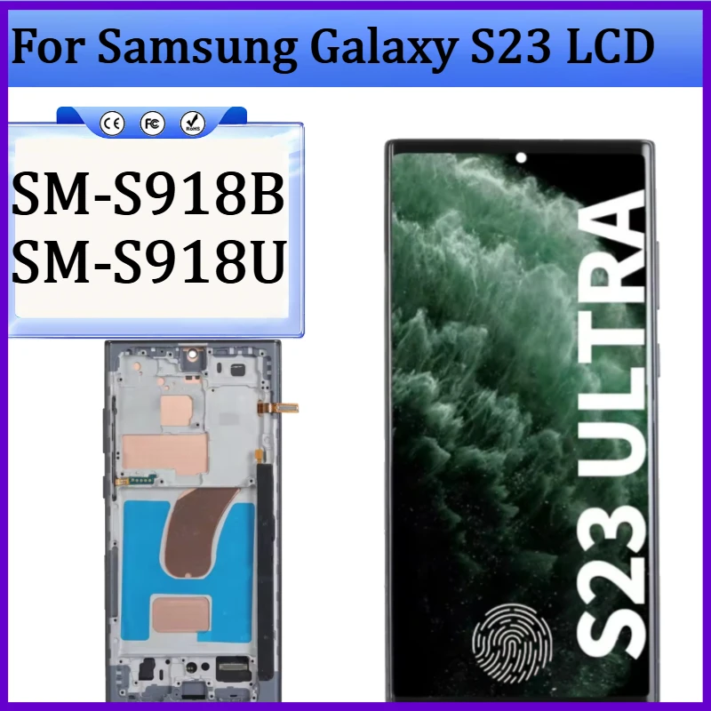 

New TFT/OLED Screen For Samsung Galaxy S23 LCD SM-S918B SM-S918U Display Touch Screen Digitizer with Frame For Samsumg S23 LCD