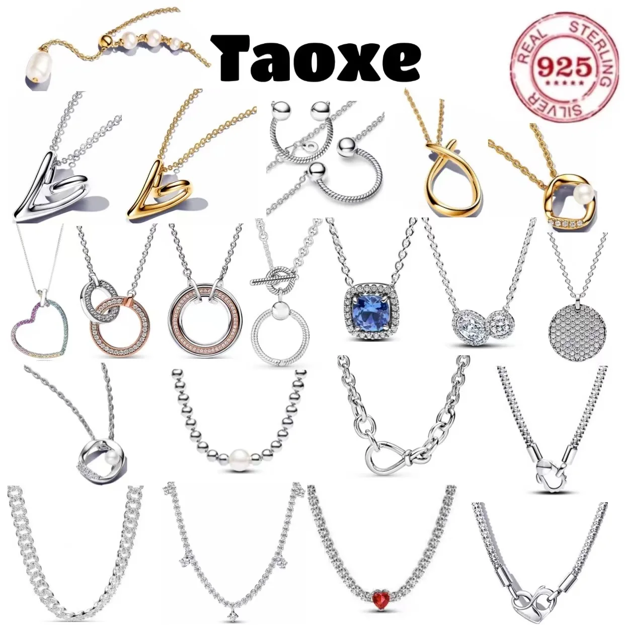 

Valentine's Day Gift Hot Sale 925% Sterling Silver Interwoven Love Blocks Luxury Zircon Necklace Women's High End Jewelry Gift