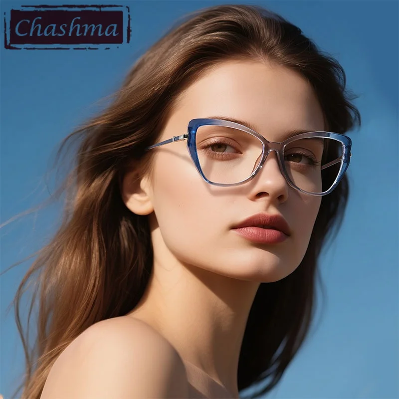 

Chashma Prescription Glasses Women Cat Eye Optical TR90 Eyeglasses Frame Butterfly Eyewear Spring Hinge Spectacles for Myopia