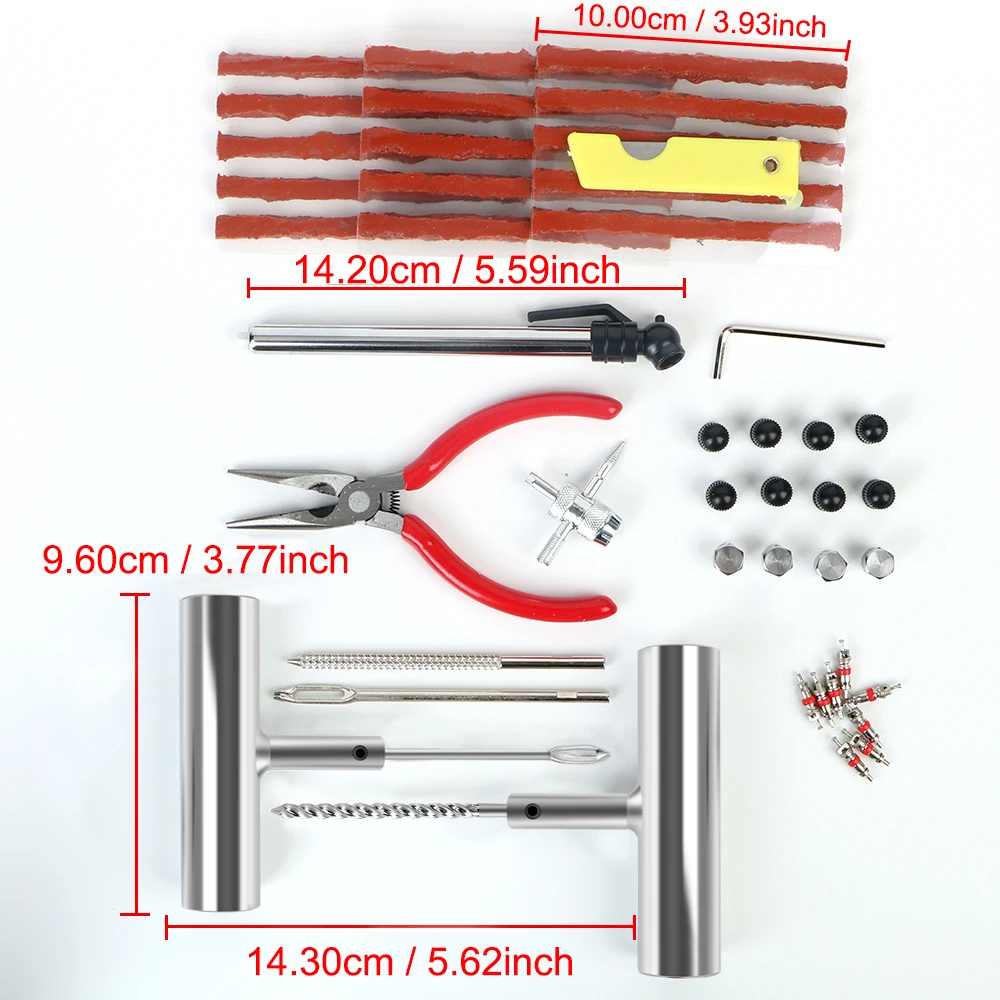 45pcs Car Tyre Repair Set Tire Studding Puncture Plug Repair Tools Bicycle Dirt Pit Bike Motorcycle Auto Accessories Universal