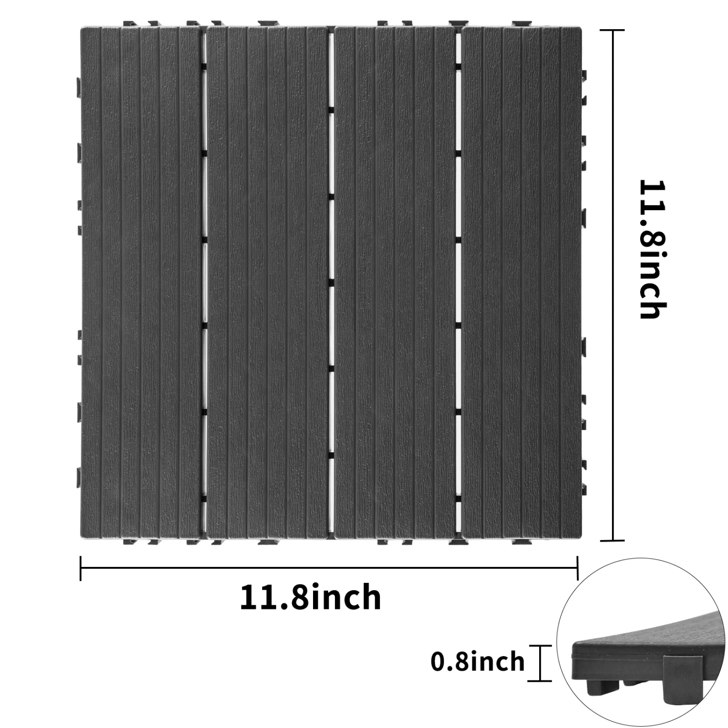 Plastic Interlocking Deck Tiles, 11.8