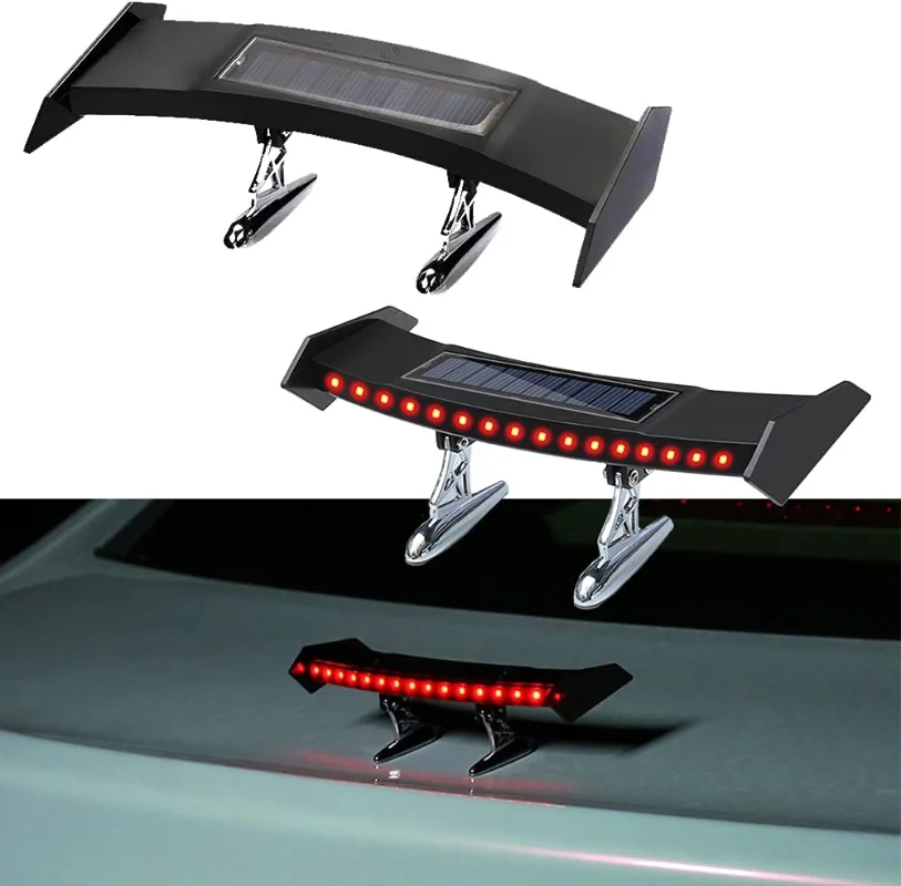 

Car Brake Light Solar Powered LED Spoiler Mini Rear Wing Taillight Vibration Sensor LED Warning Lamp Turn Signal Car Accessories