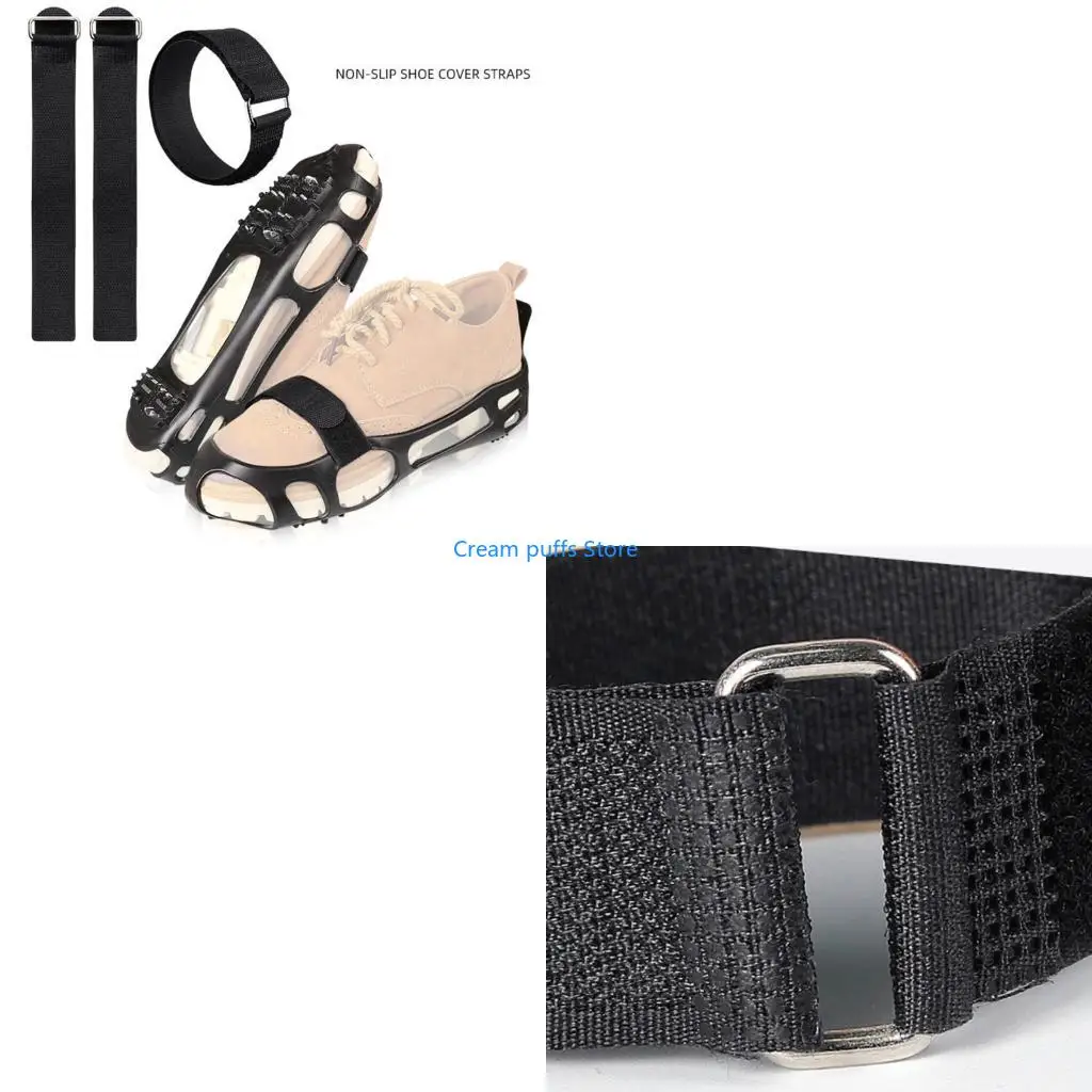 50LE 1 Pair Nylon Ice Cleats Straps Adjustable Ice Grippers Shoe Straps for Secure Grip on Icy Roads and Slippery Surfaces