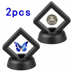 2Pcs Coin Display Stand 50*50mm Black Box Commemorative Coin Gift Decoration Multifunction Coin Showing Stand Holder