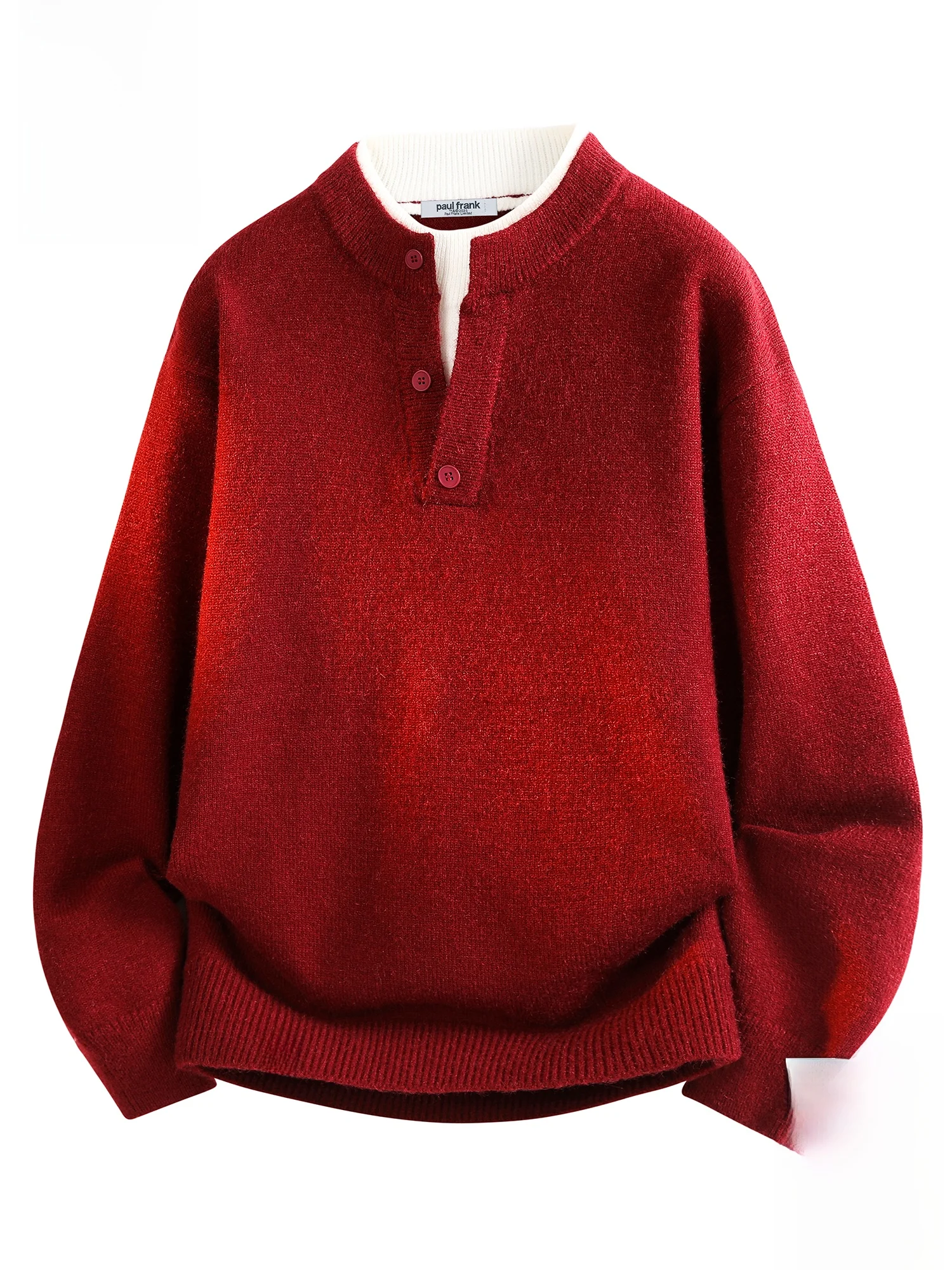 

Теплый вязаный свитер Paul Frank для мужчин с дизайном обезьяны с большим ртом, повседневный, имитация двухслойности, зимний, модный, для пар