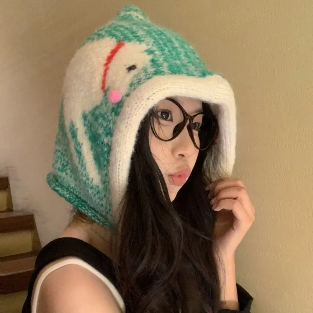 

New Cute Knitted Hat Wool Tassel Ear Protection Hat Warm Windproof Pullover Hat Women