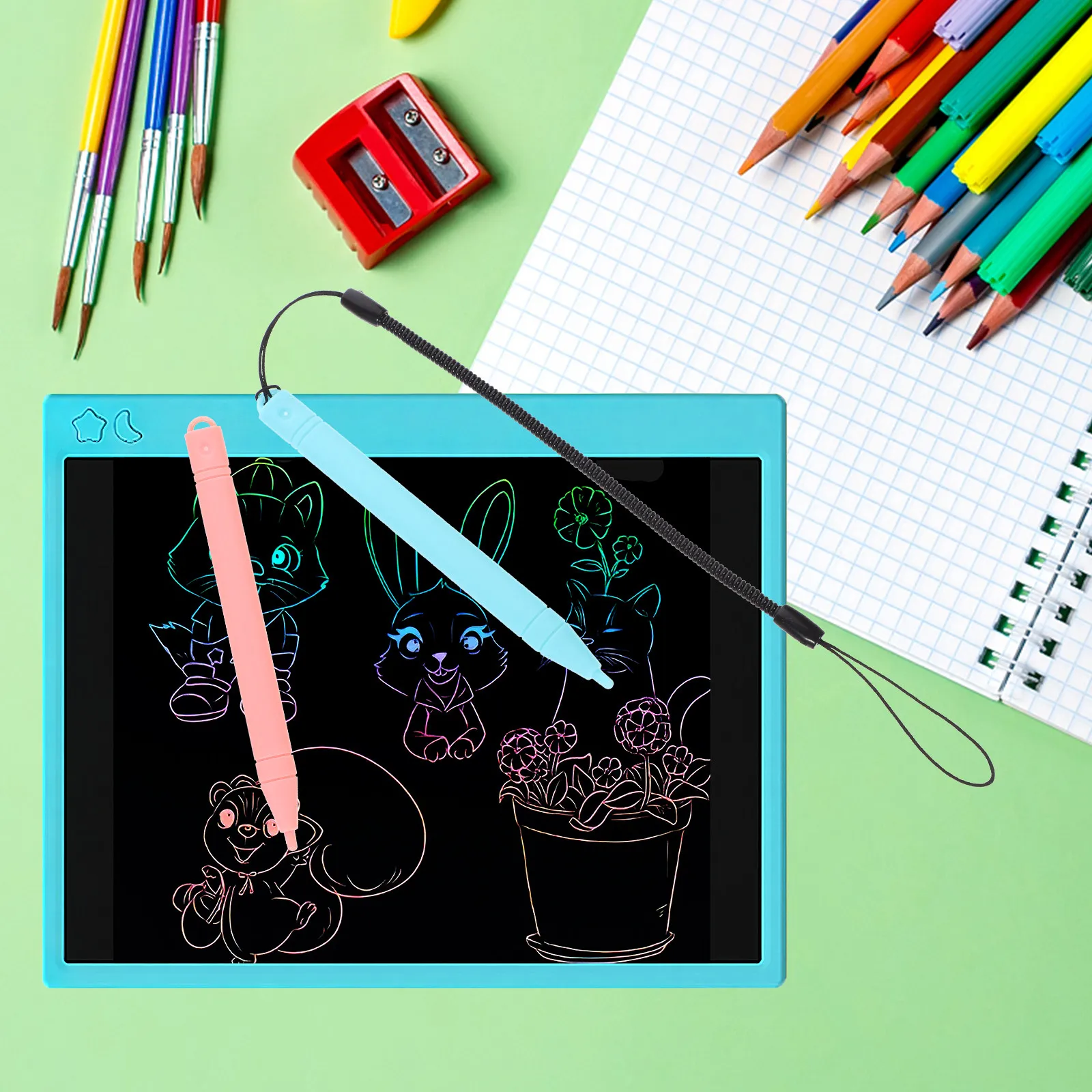 1Set Handwriting Pen LCD Drawing Board Lightweight Comfortable Grip Plastic Painting Pen for Drawing Stationary