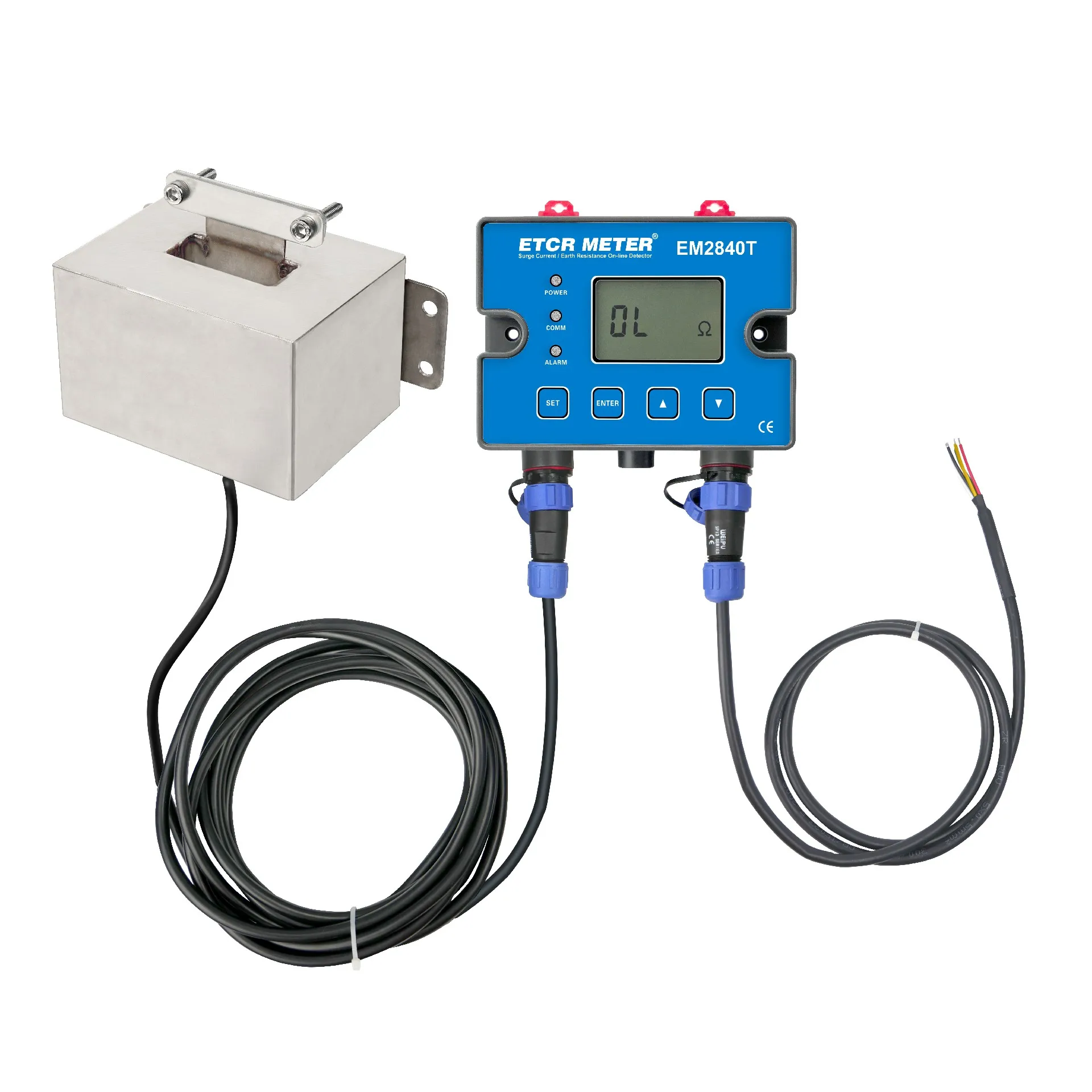 ETCR2840T  EM2840T Lightning Strike Current Earth Online Detector 100kA 200Ω 20A RS485 Supports ModBus SPD Alarm Signal Monitor