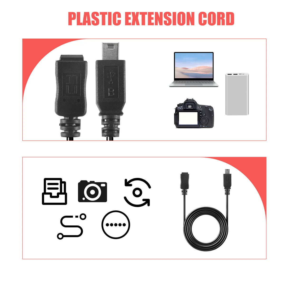 1.5m Mini USB B 5 pinos macho para fêmea cabo de extensão adaptador preto