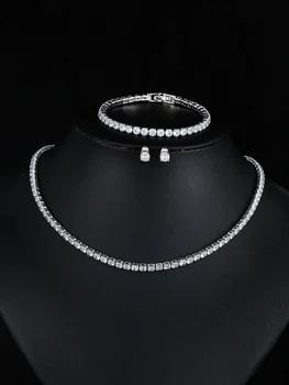 Emmaya Gorgeous Buling Transparent Round Cubicus Zirconia Collier de Mariée Boucles d’oreilles Bijoux de fête pour femmes 8 meilleures ventes pour collier Emma - No 2