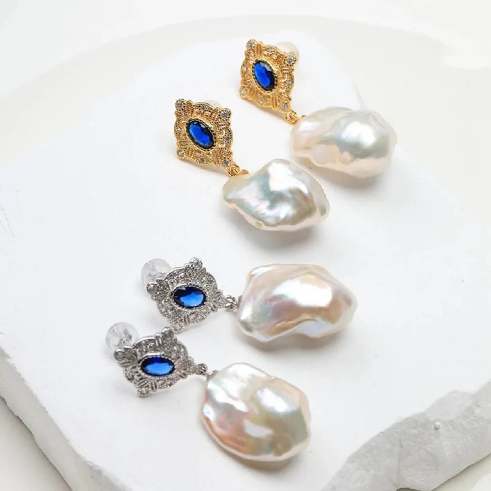 

Серьги в стиле ретро с белыми природными жемчужинами в форме бриллианта, 925 пробы, 20x25 мм