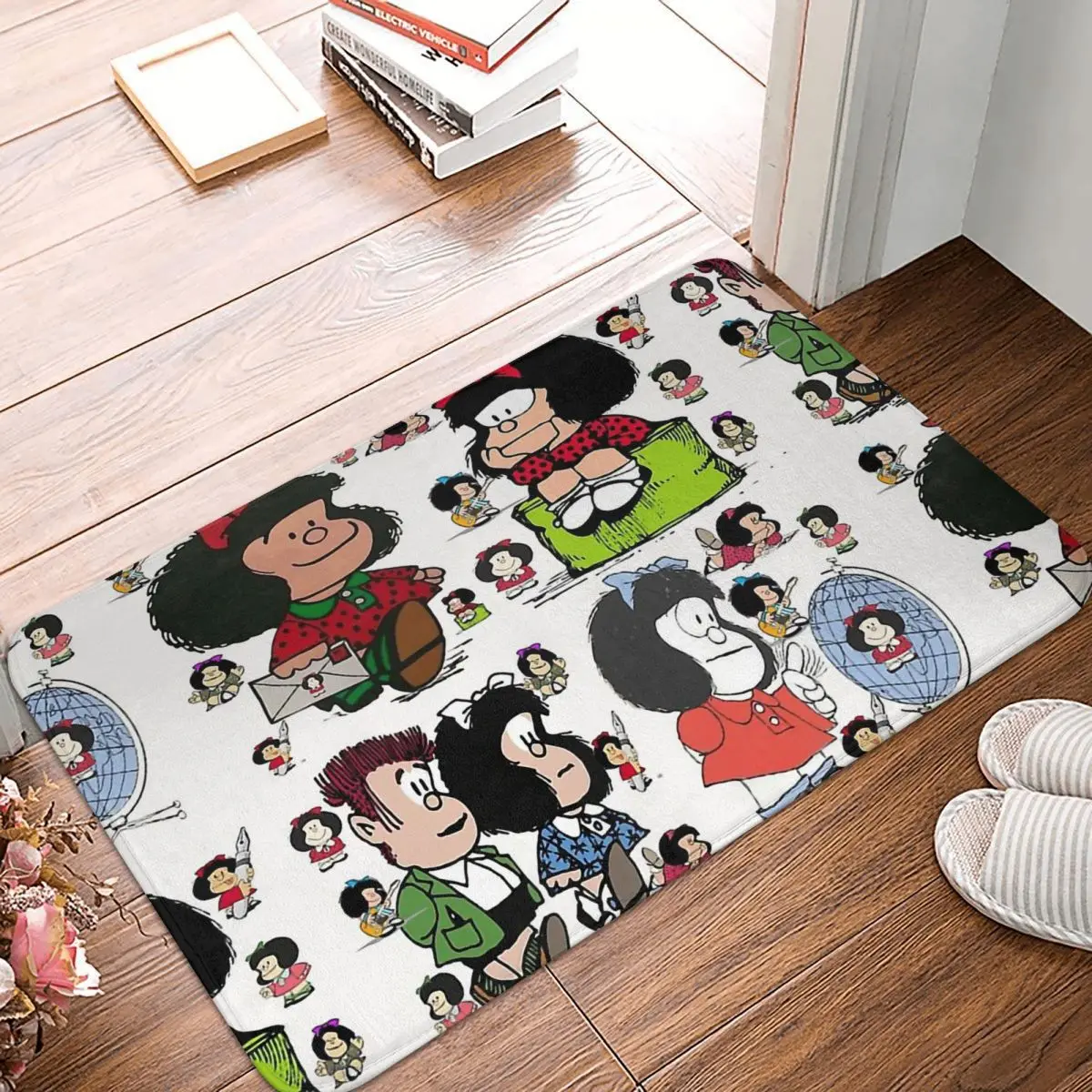 Mafalda Cheerful Bright Intelligent Girl Non-slip Doormat Quino Comics Bath Kitchen Mat Welcome Carpet Flannel Pattern Decor