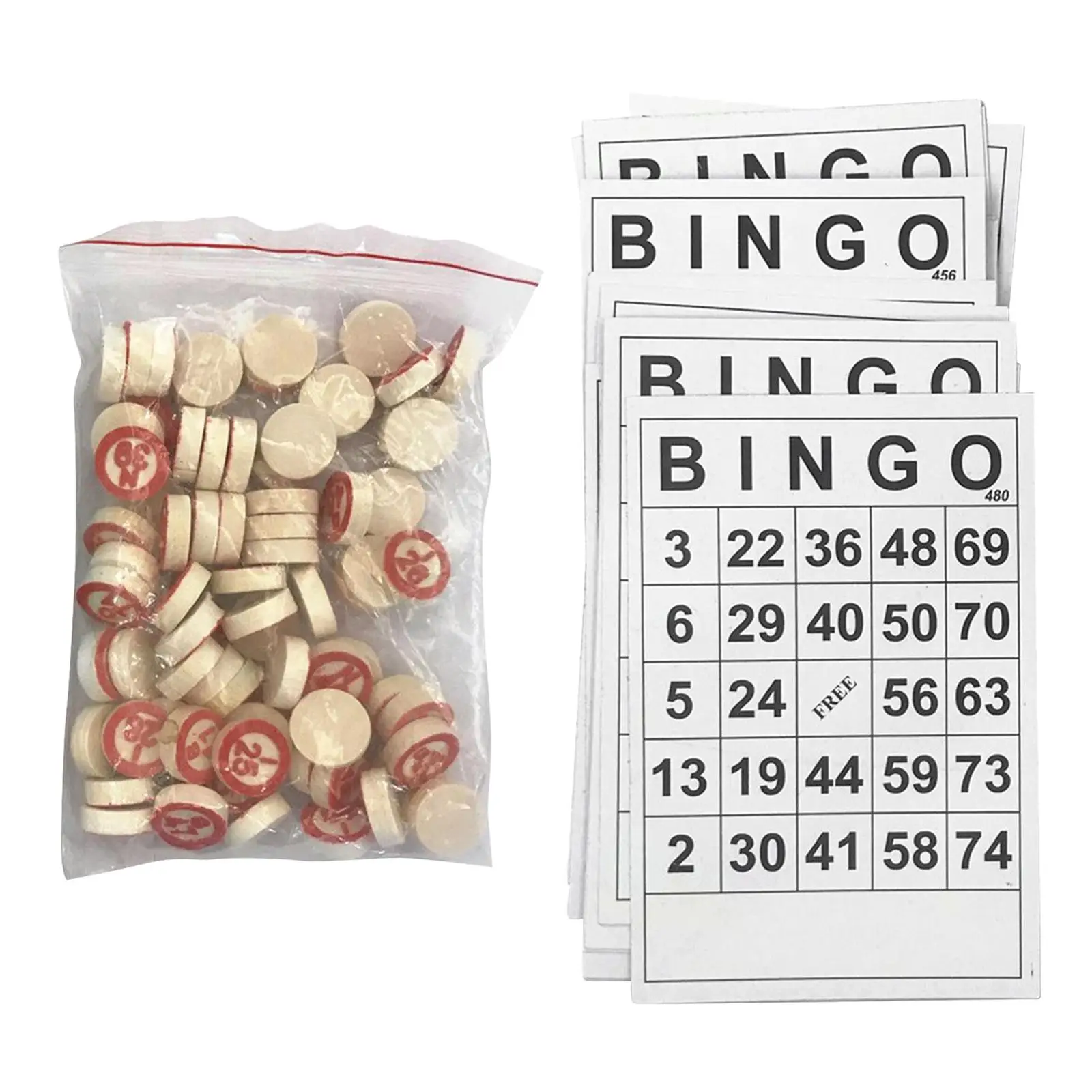 40 PCS Classic BINGO Game Paper Cards Easy Read 75 Numbers Chips Card Game