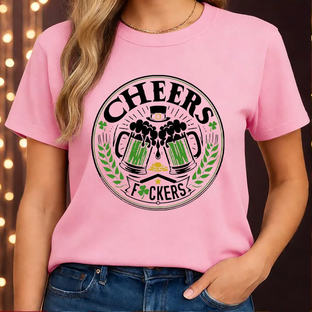 Cheers 3.17 camisetas del Día de San Patricio, camiseta irlandesa para beber, camiseta de verano para mujer, camiseta informal de moda para celebración del Día de San Patricio