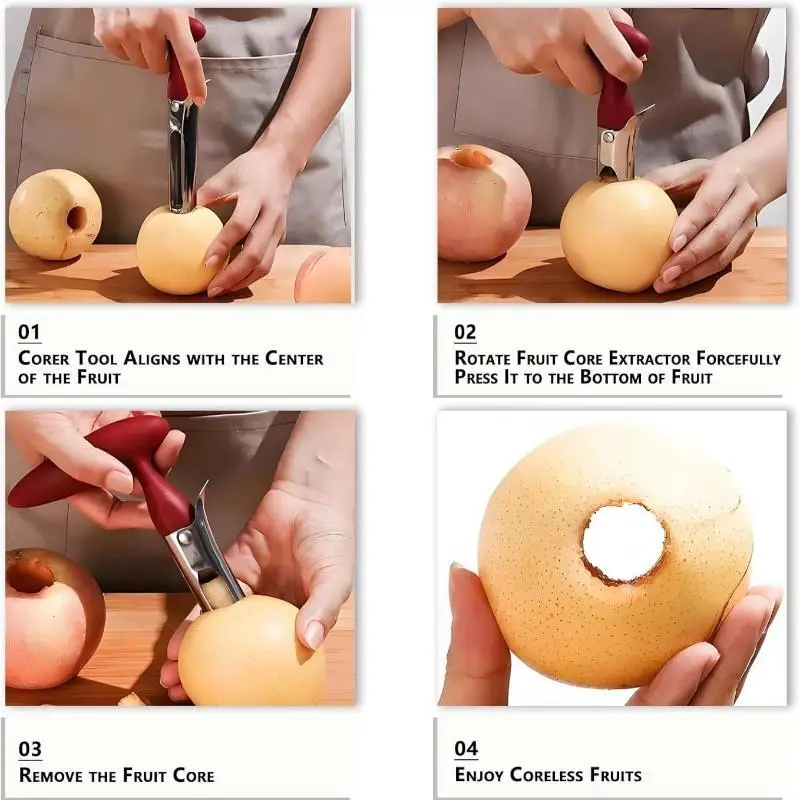 (BF06)Premium Apples Corer Stainless Steel Apples Pears Core Remover Tool Fruit Cutter Seeder Kitchen Tools - view 4
