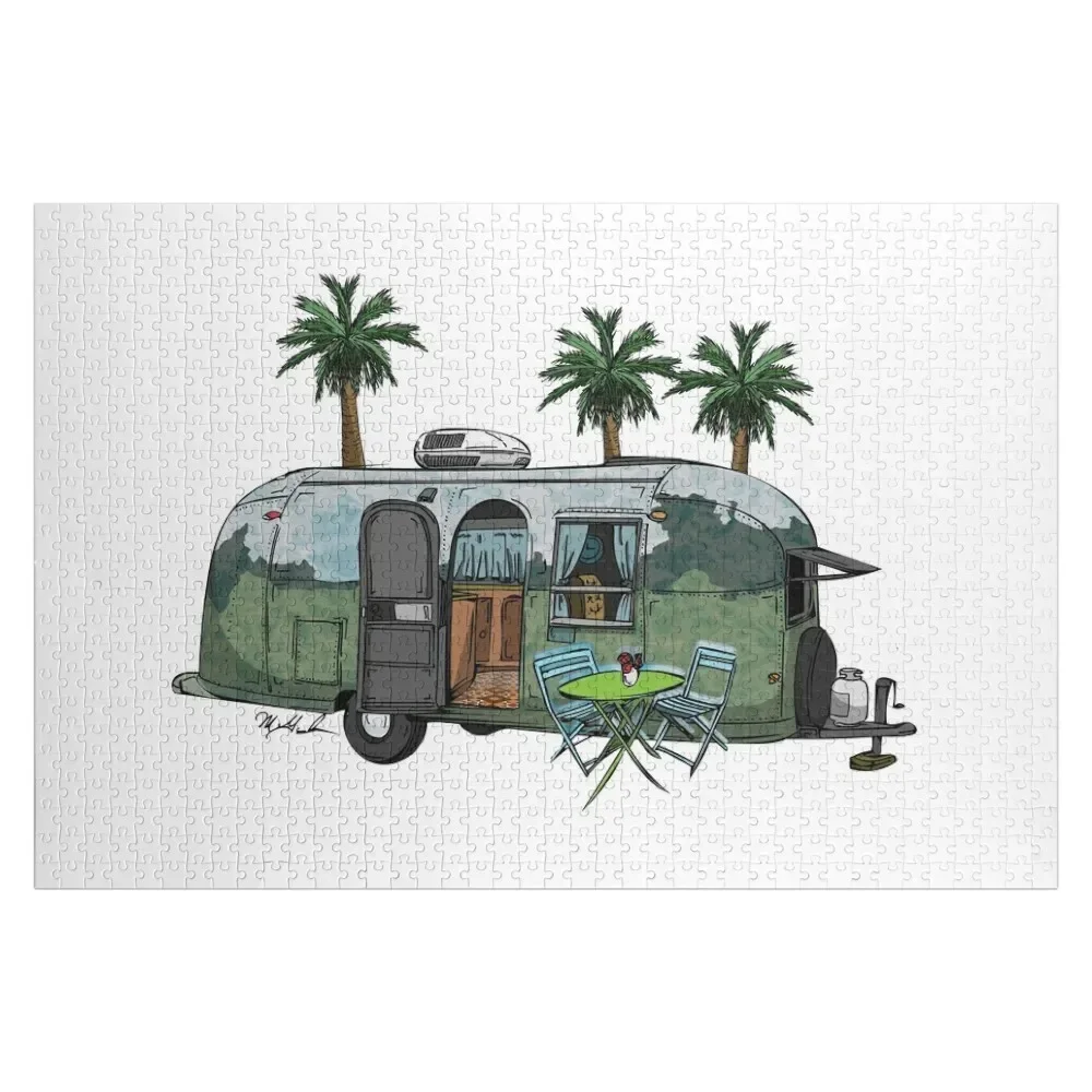 

Airstream with Palm Trees Jigsaw Puzzle Personalized Gift Ideas Wooden Name Personalised Jigsaw Puzzle