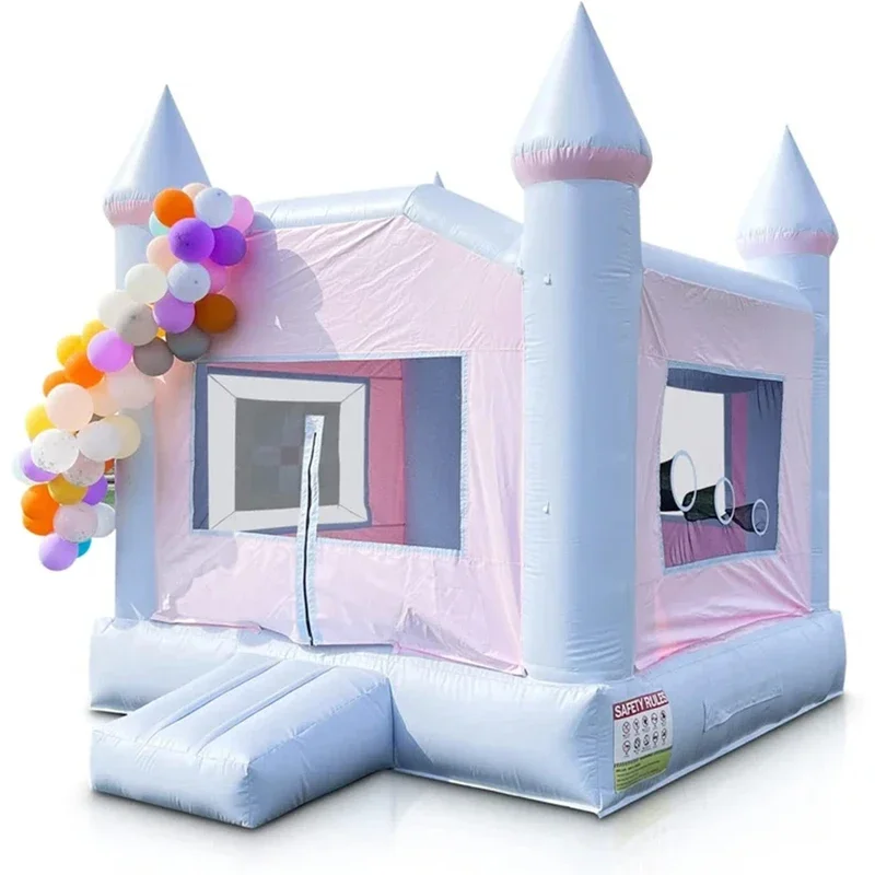 Casa inflable colorida de rebote blanca para boda, castillo inflable de PVC/rebote nupcial para niños, puente, cama para saltar, barco aéreo libre al aire libre