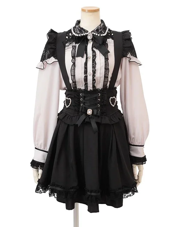 Japanese Liz Mine Mass Production Detachable Suspender Skirt Spring and Autumn Heart Cross Suspender Back Bow Straps Skirt