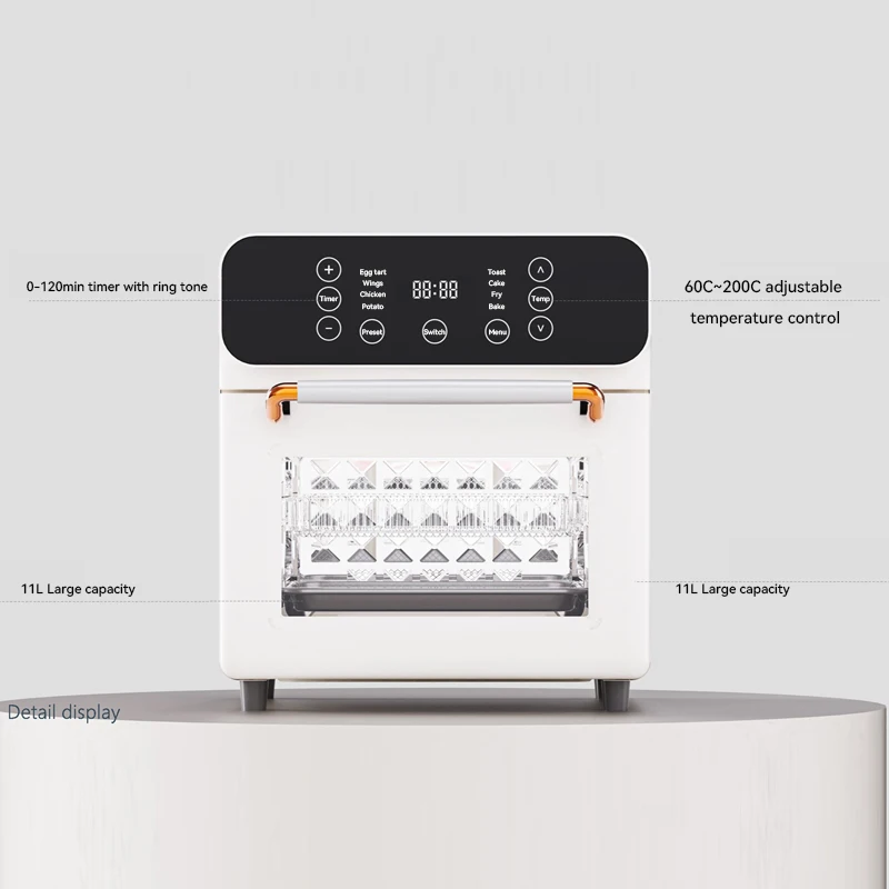 مقلاة هوائية كهربائية بقدرة 1360 وات، سعة كبيرة، سلة مزدوجة، حماية من الحرارة الزائدة للمطبخ