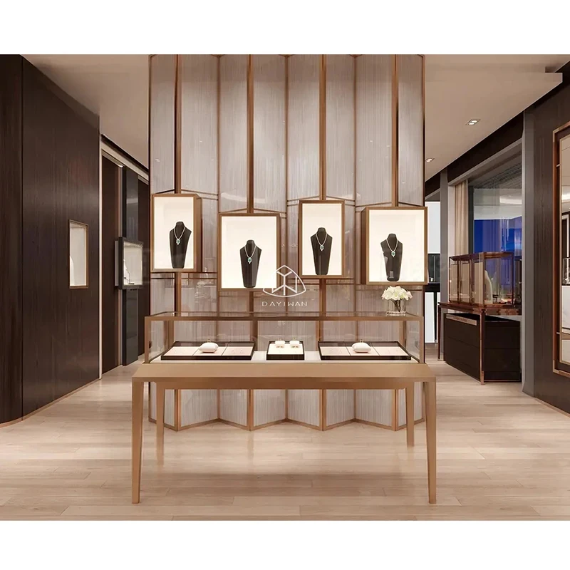 custom.Tempered Glass Professional Custom Jewellery Display Cabinet showcase Anti-theft High-end Display Window