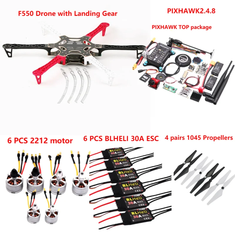 Fiber 550 Hexa Frame Kit PIXHAWK2.4.8 Flight Control Carbon Ardupilot 100MW Radio Telemetry Quadcopter BLHELI 30A 2212 Motor ESC