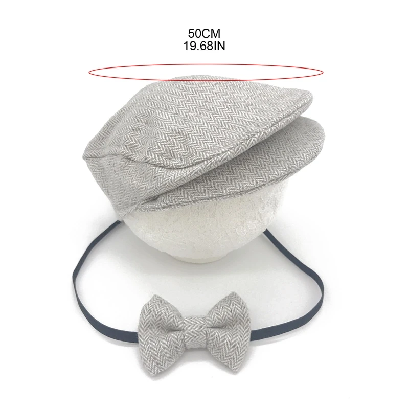 2 Pcs Newborn Photography Props Baby Peaked Beanie Solid Color Hat Bow Tie Infants Photo Fotografia Accesories