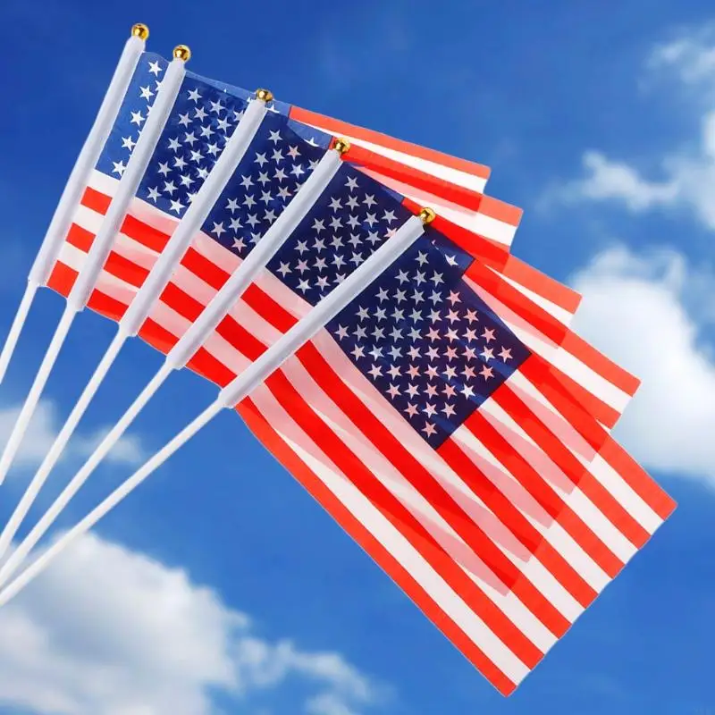 N84C 5 PCS Mini American US USA Bendera Nasional Tangan Melambai Kecil Untuk Polandia
