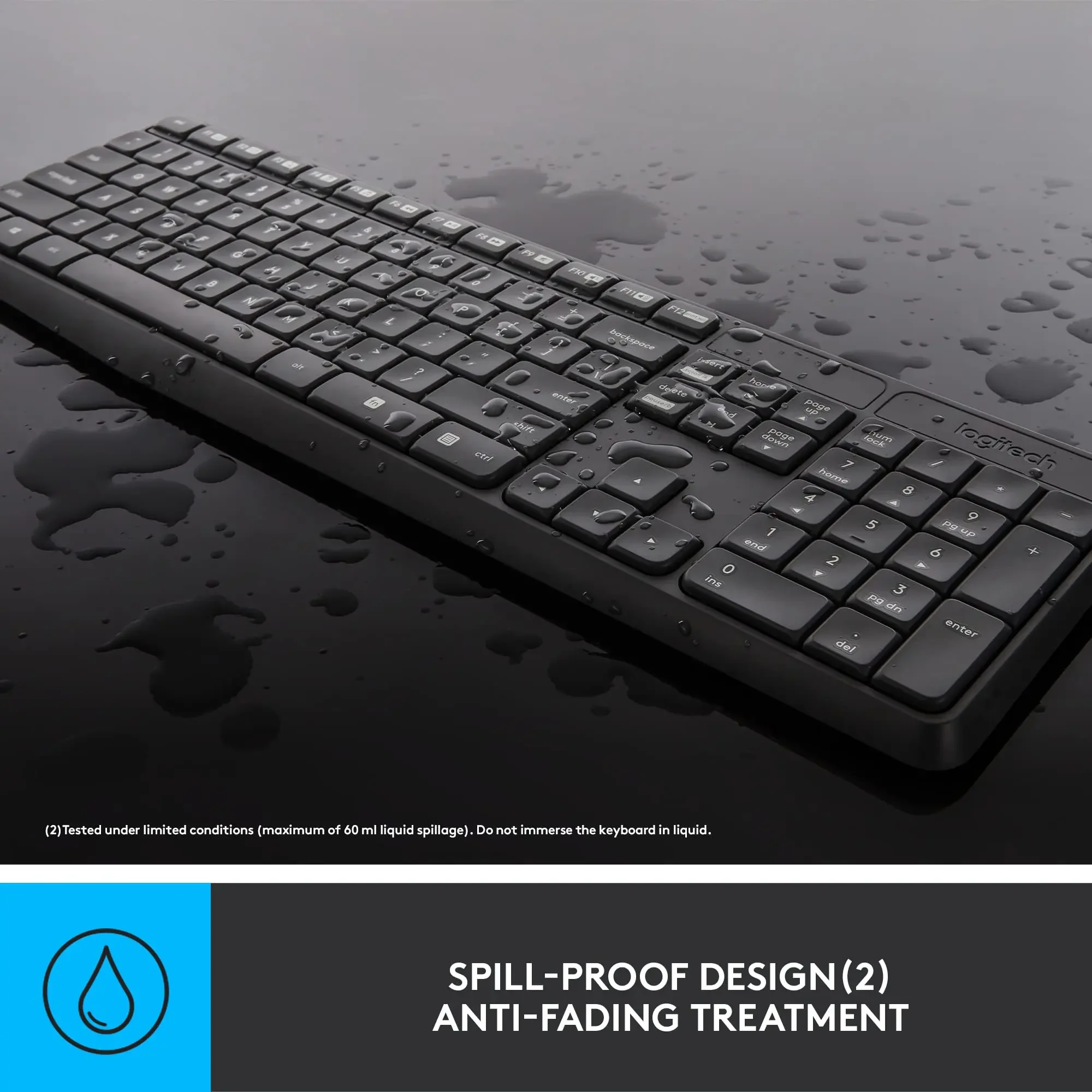 مجموعة المكتب Logitech MK235 مجموعة لوحة المفاتيح والماوس مجموعة لوحة المفاتيح والماوس اللاسلكية مقاومة للرذاذ ومضادة للبصمة