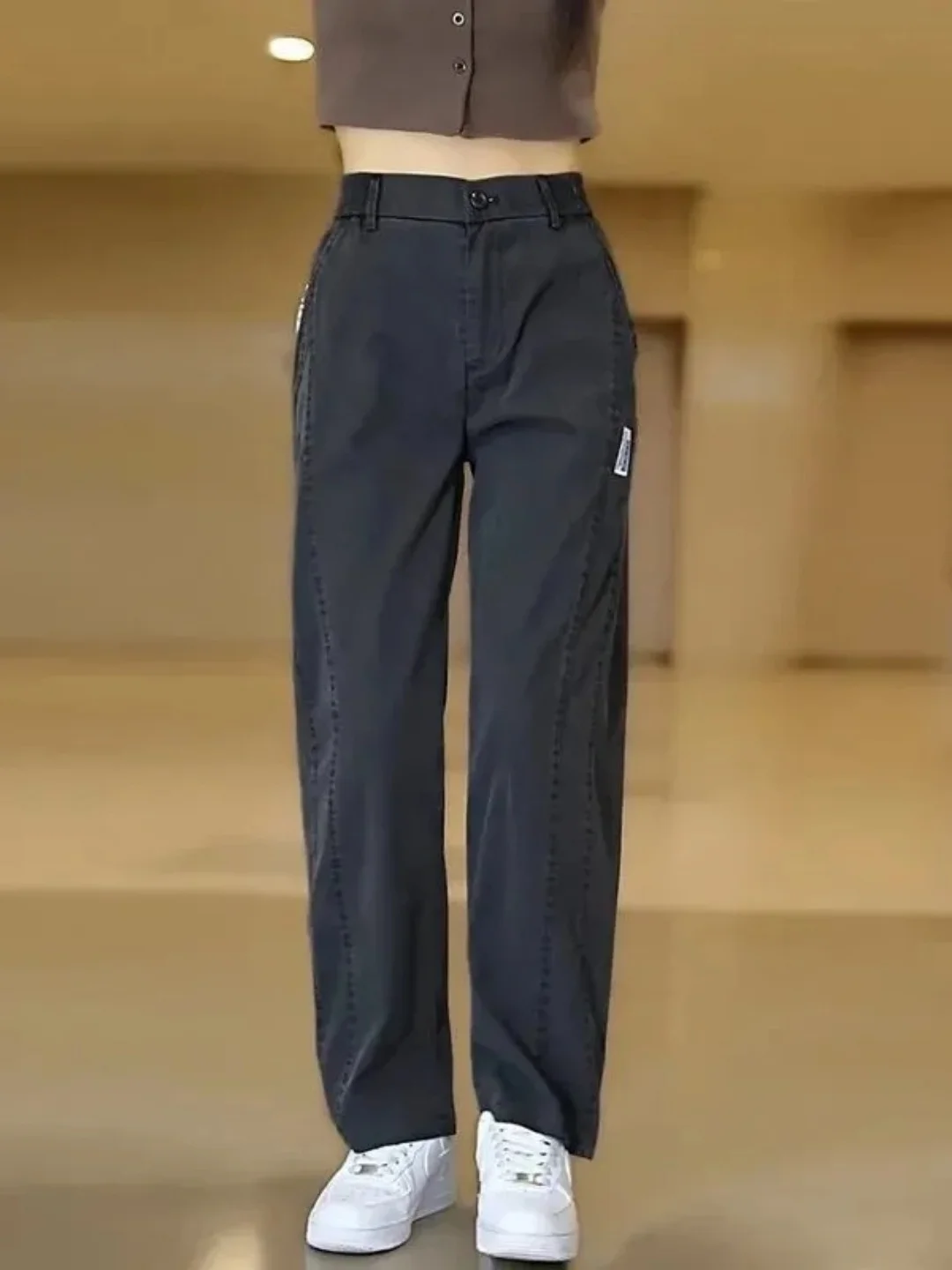 Plones vaqueros de pierna ancha para hombre, de pierna recta, de seda helada, informs, finos, largos de verano, de fib...