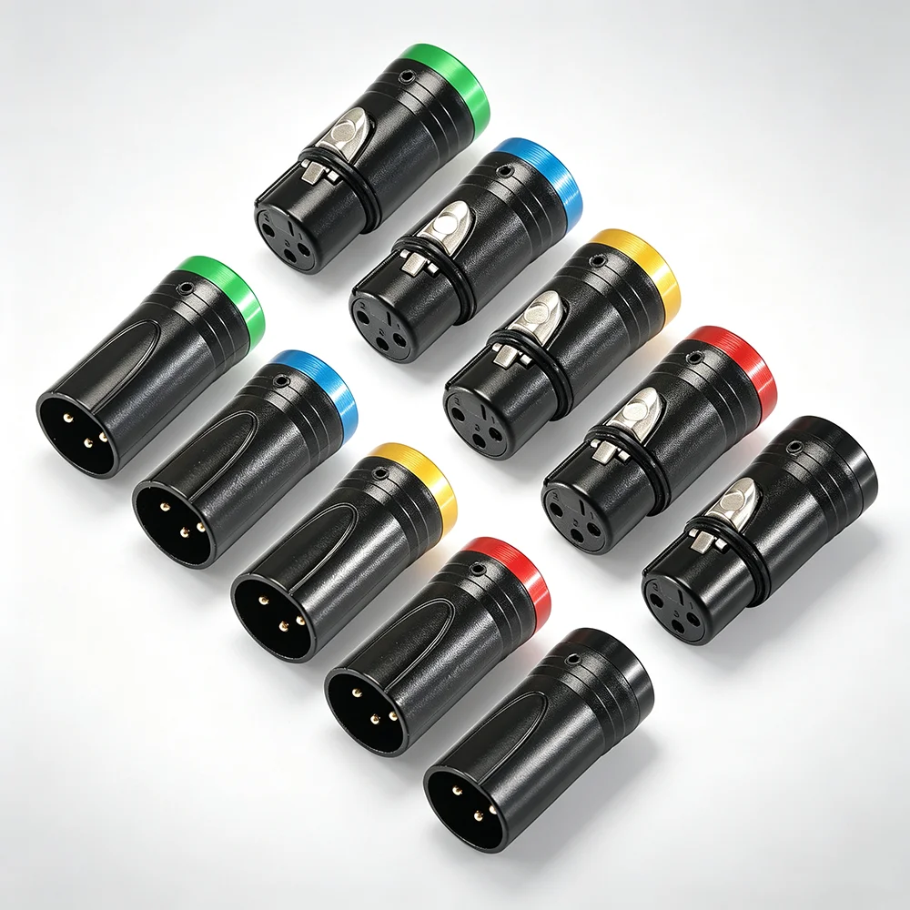 Image of XLR Stecker-Buchse-Verbinder 90 Grad Rechtwinklig L-förmig Vergoldet 3-polig Verstellbarer DIY Audio-Stecker für Mikrofon Mischpult Patchkabel