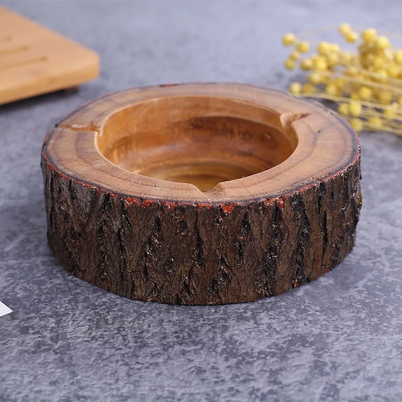 

Wooden Ashtray Round Tobacco Cigarette Ashtray Winter Home Smoking Accessories