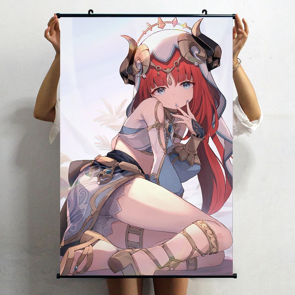 Juego de Anime Genshin Impact Nilou, Cosplay de chicas Persona, póster de desplazamiento de pared impreso en 3D, decoración del hogar, regalos artísticos