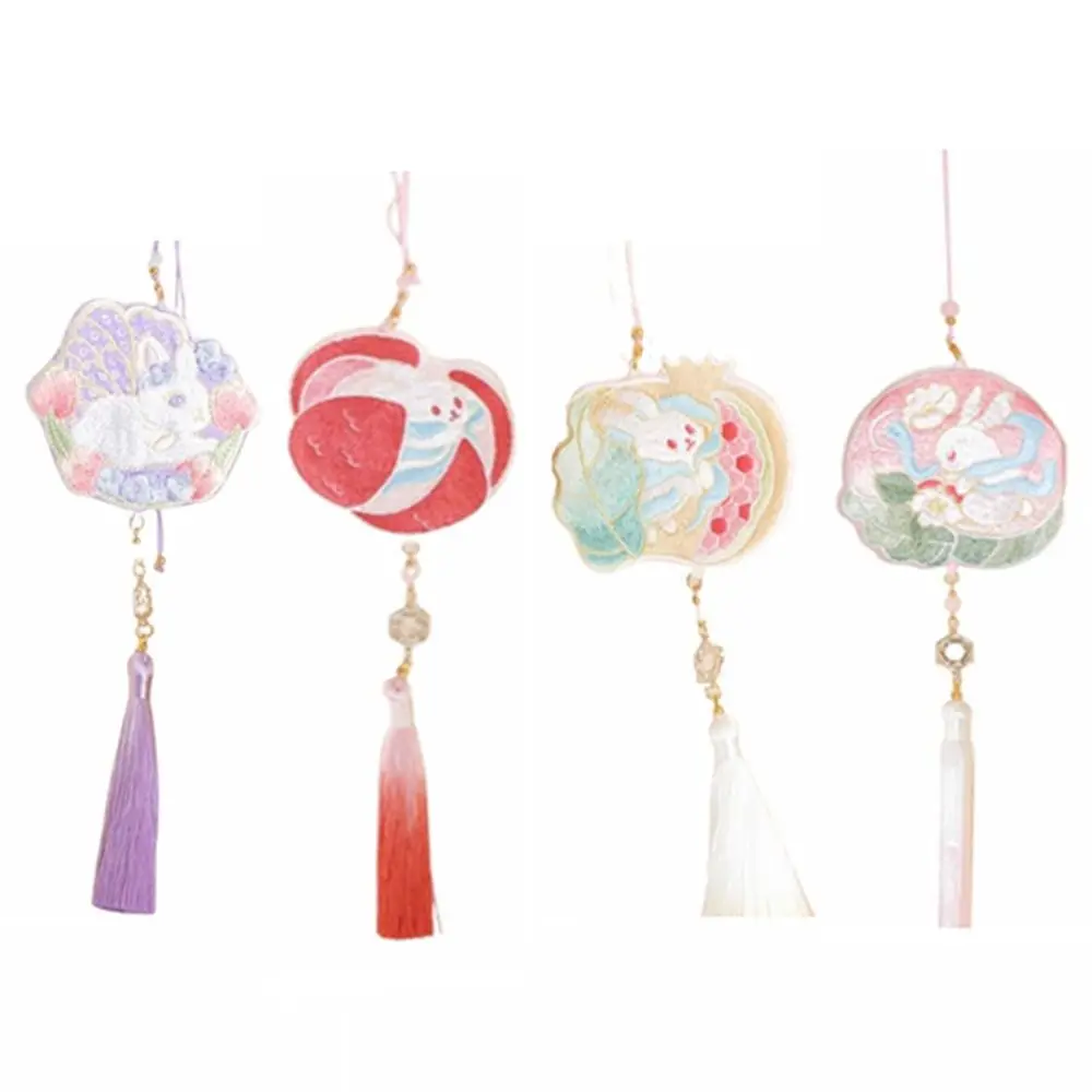 Cartoon Mid-Autumn Festival Sachet Bag Embroidered Chinese Style Blessing Pouch Crafts Portable Sachet Pedant Necklace