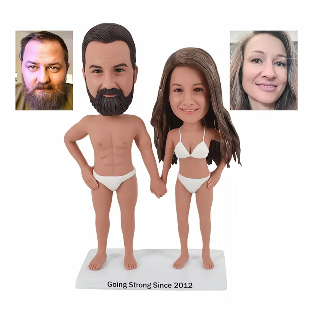 Custom Couple Bikini Bobblehead|Personalized Beach Vacation Figurine|handmade Unique Valentine's Day gift based on photos
