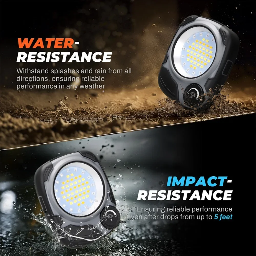 충전식 LED/COB 캠핑 랜턴, 500LM 무단계 조광, 방수 램프(후크 및 자석 포함) 하이킹 캠핑 가정 비상용