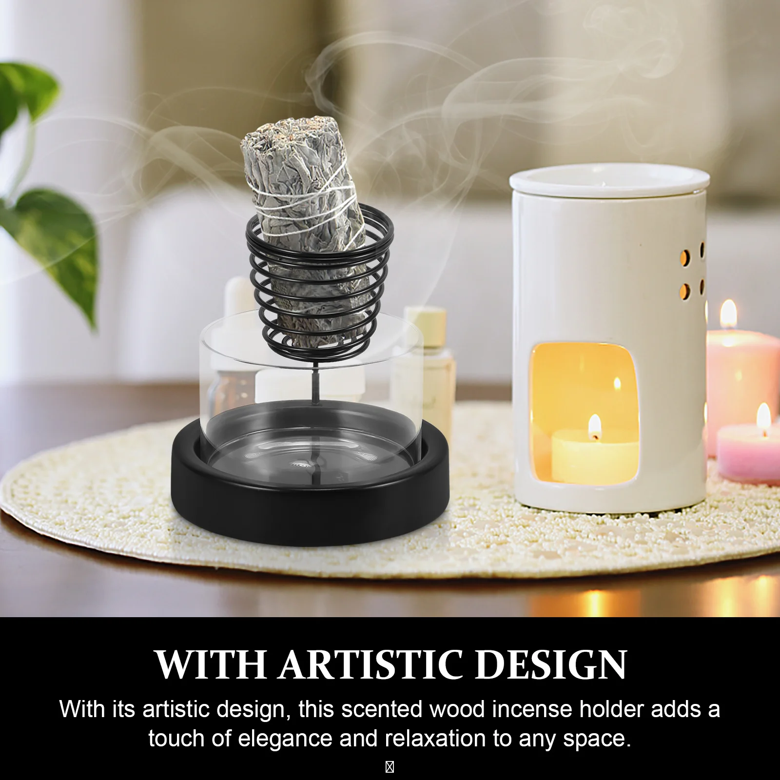 

Scented Wood Incense Holder Decorative Tray for Home Office Yoga Studio Aromatherapy Burner Desktop