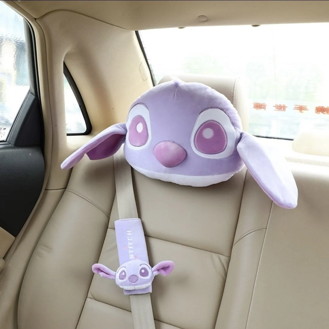 Disney-cojín de felpa con diseño de Ángel para coche, reposacabezas para el cuello, relleno suave para decoración de coche