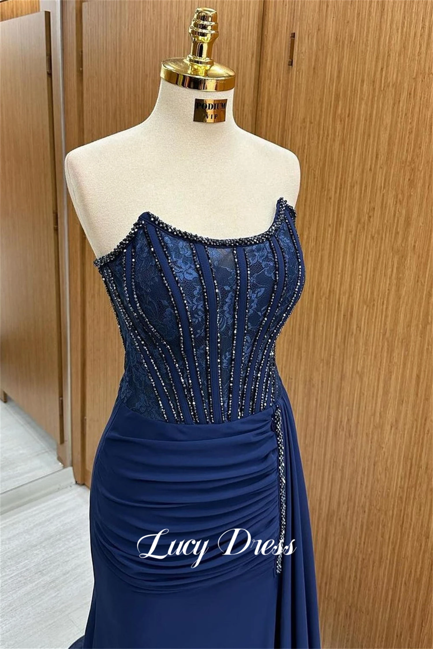 Lucy Evening Dress Mermaid Cut Grace Dark Blue Party Robes De Cocktail Dresses for Special Occasions Ball Gowns Prom Customized