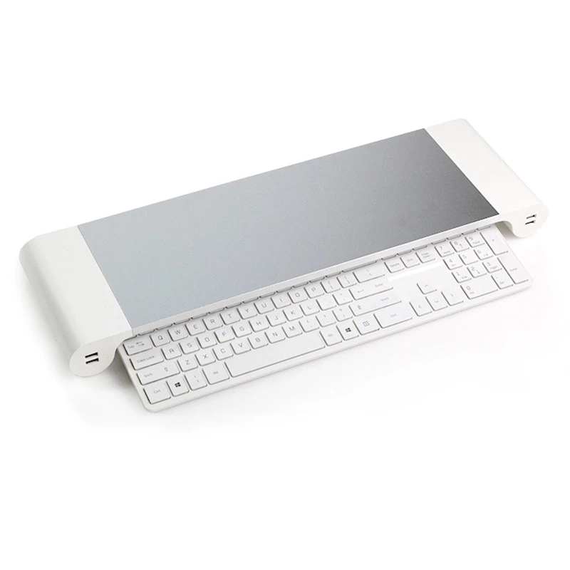 

Aluminum Monitor Stand Riser Holder Desktop Stand Support Transfer Data And Charging With USB Charging Port-US Plug