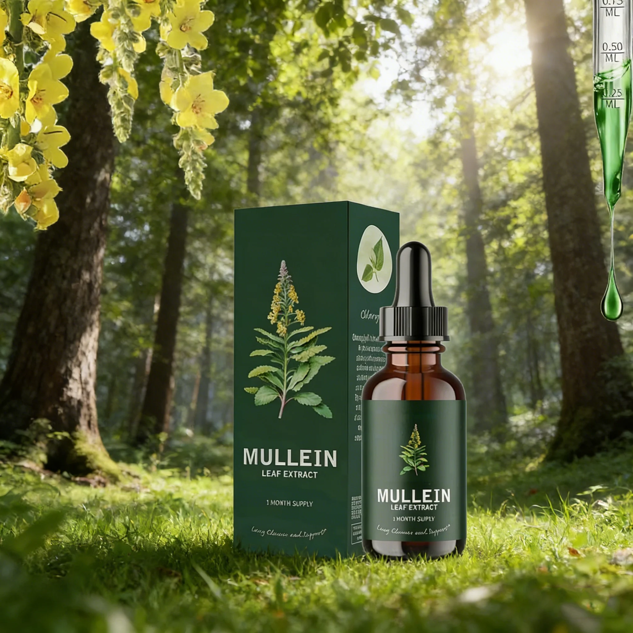 Mullein Leaf Extract Drops for Lung Cleanse Powerful Herbal Supplement for Immune Support Detox And Respiratory Health