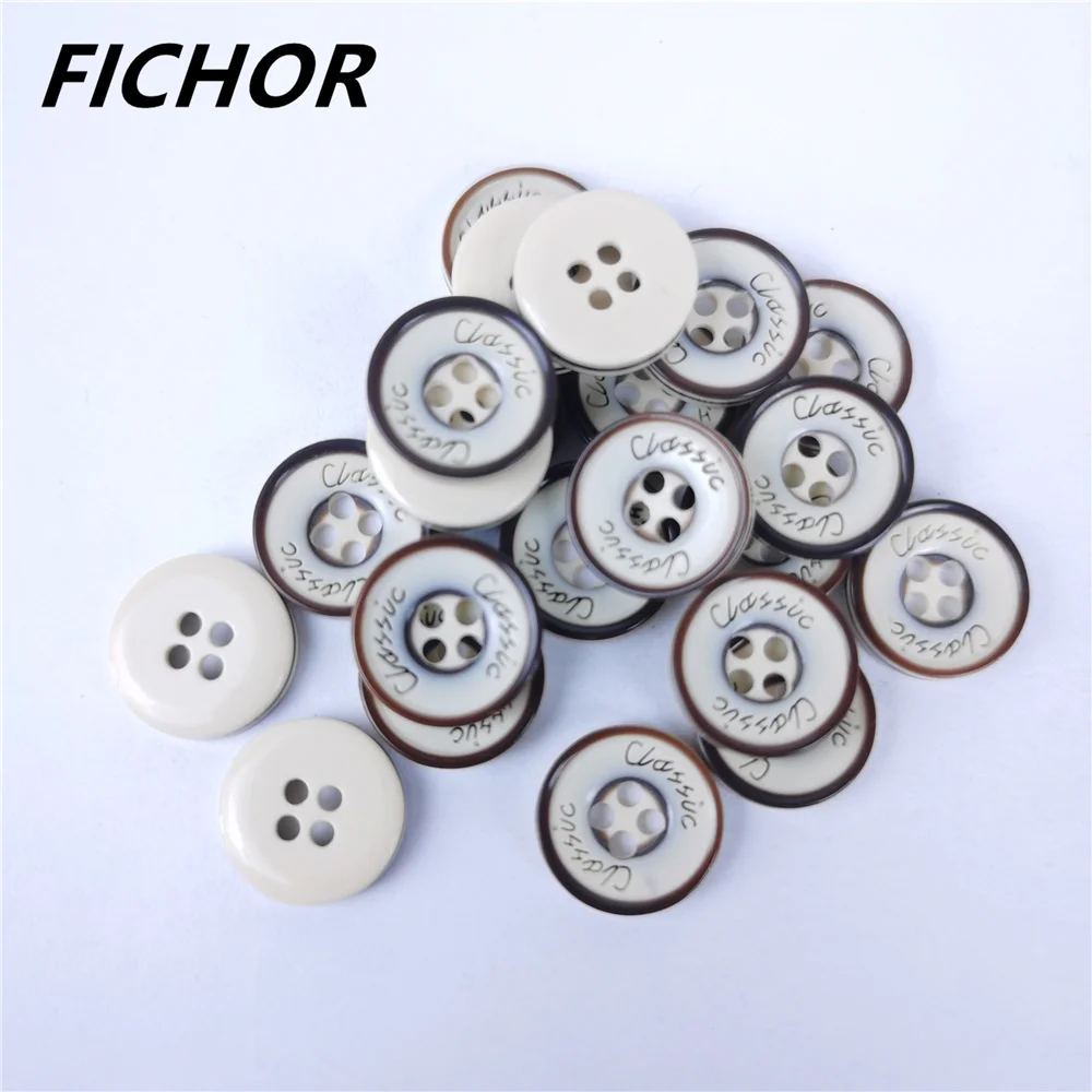 30/50pcs 11.5mm 4 Holes Light Brown Round Resin Buttons Flatback DIY Crafts Children\'s Apparel Clothing Sewing Accessories